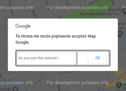 Ta strona nie może poprawnie wczytać Map Google.