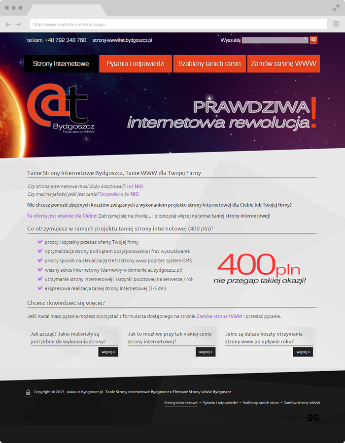 Specjalna oferta Szablonowych stron Internetowych