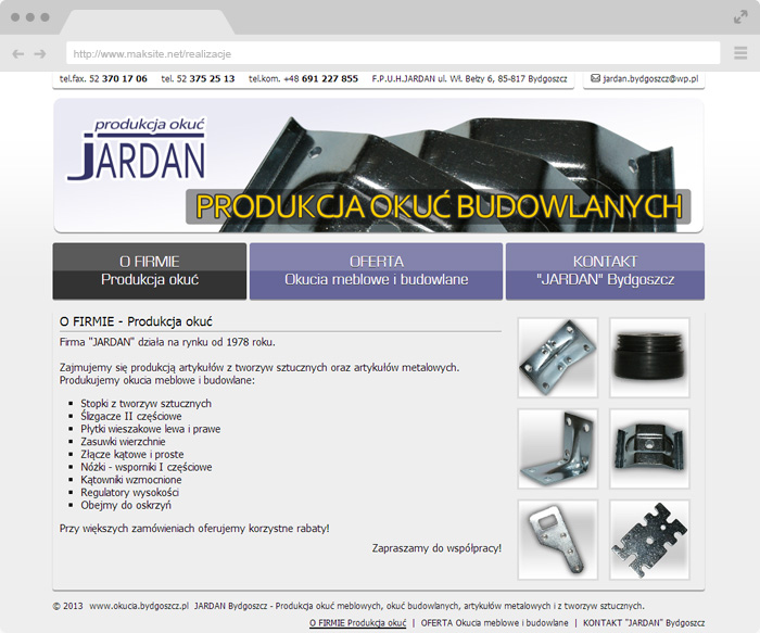 Jardan Bydgoszcz - Produkcja okuć meblowych i budowlanych