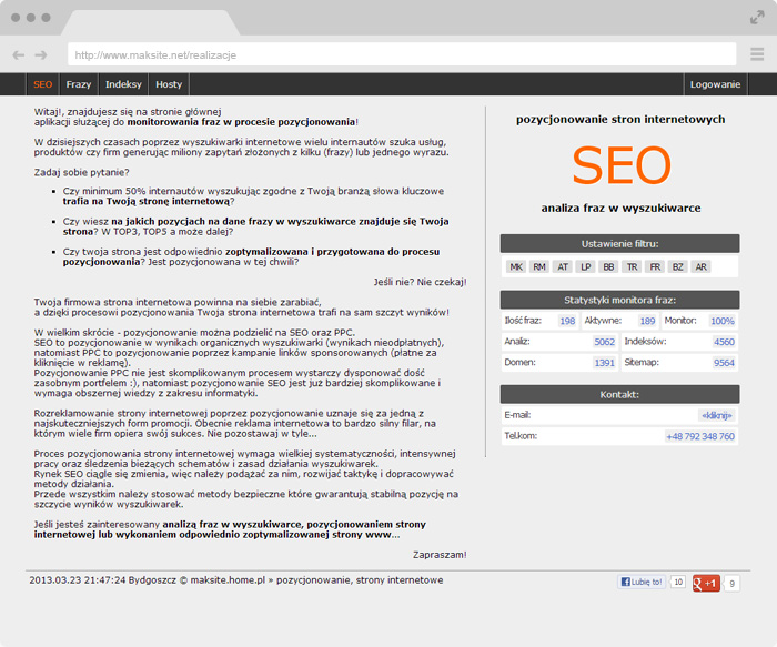Monitor phrases in the SEO positioning process