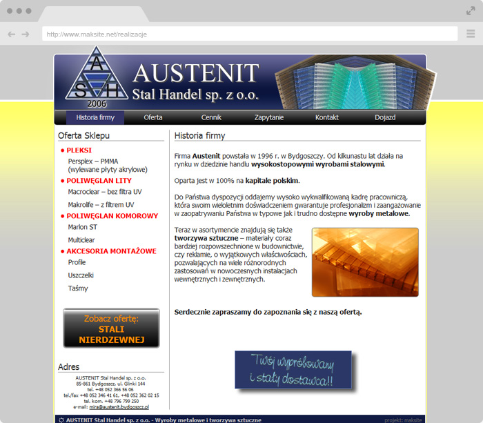 Austenit Steel Trade - Offer of plastic plates