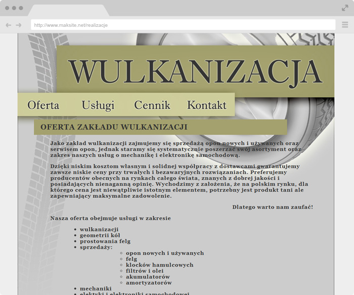 Vulcanization Bydgoszcz - Vulcanization Services - Offer Price list