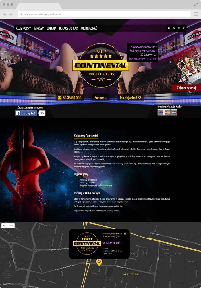 Beispiel-Website-Design - Nachtclub