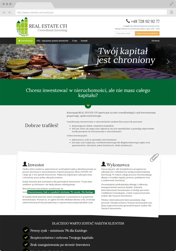 Sample website design - investments