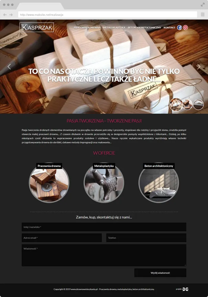 Przykładowy projekt strony internetowej - studio drewna